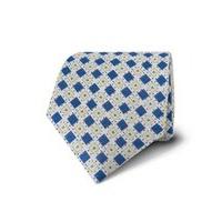 Men\'s Blue & Yellow Two Tone Geometric Squares Tie - 100% Silk