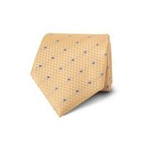 Men\'s Yellow & Light Blue Dot Textured Tie - 100% Silk