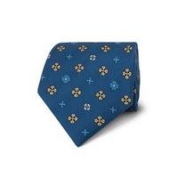 Men\'s Blue & Yellow Printed Windmills Tie - 100% Silk
