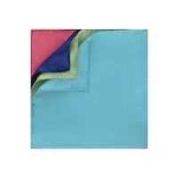 Men\'s Coral & Turquoise 4 Way Plain Pocket Square - 100% Silk