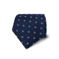 Men\'s Navy & Blue Small Geometric Design Textured Tie - 100% Silk