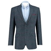 Men\'s Blue & Red Tweed Blazer - 100% Wool
