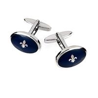 Men\'s Navy Fleur De Lys Cufflink