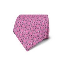 Men\'s Pink Printed Birds Tie - 100% Silk