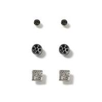 mens metallic crystal earring 3 pack metallic