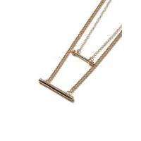 Mens SILVER Gold Look Double Bar Multi Row Necklace*, SILVER