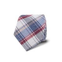 mens blue coral contrast check silk linen tie