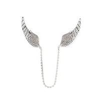 mens silver crystal wings collar tips silver