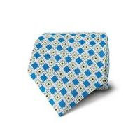 Men\'s Blue & Green Two Tone Geometric Squares Tie - 100% Silk