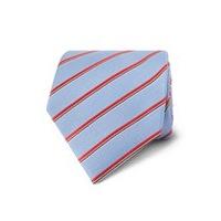 Men\'s Blue & Coral Fine Stripe Tie - 100% Silk