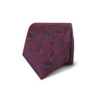 Men\'s Red Tonal Petals Design Tie - 100% Silk