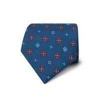 Men\'s Blue & Coral Printed Windmills Tie - 100% Silk