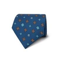 Men\'s Blue & Turquoise Printed Windmills Tie - 100% Silk