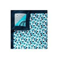 Men\'s Navy & Turquoise Geometric Paisley 4 Way Design Pocket Square - 100% Silk