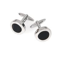 Men\'s Black & Silver Round Cufflink