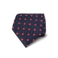 Men\'s Navy & Red Small Geometric Design Textured Tie - 100% Silk