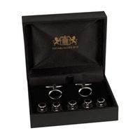 Men\'s Black Onyx Cufflink & Dress Stud Set