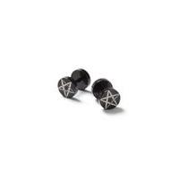 Mens Black Star Tunnel Earrings*, Black