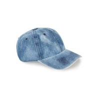 mens blue acid washed denim curve peak cap blue