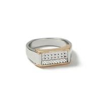 mens metallic two tone grid ring metallic