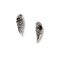 Mens Black Silver Voodoo Stud Earrings*, Black