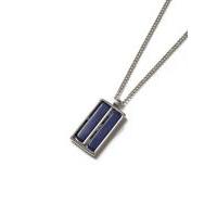 mens silver look and blue rectangle necklace blue