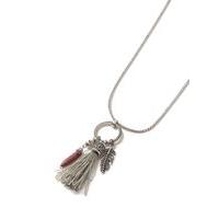 mens silver look cluster tassel necklace silver