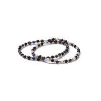 mens multi mixed blue beaded bracelets 2 pack multi