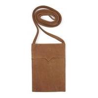 Mens Brown Tan Leather Cardholder Lanyard, Brown