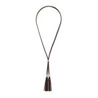 Mens Brown Leather Tassel Bolo Necklace*, Brown