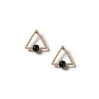 Mens Black Gold Look Triangle Ball Earrings*, Black