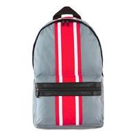 mens grey and red stripe backpack grey