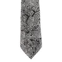 Mens White Zebra Motif Tie, White