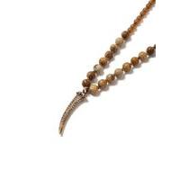 Mens Brown Beaded Tusk Pendant Necklace*, Brown