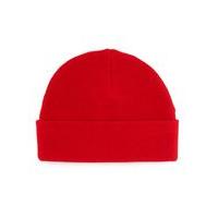 mens red flat knitted beanie hat red