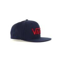 Mens Blue VANS Navy And Red Logo Canvas Snapback Cap, Blue