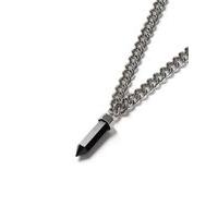 mens silver look and black shard pendant necklace silver