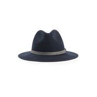 Mens Blue Navy Grey Suede Trim Puritan Hat, Blue