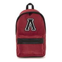 Mens Red Embroidered Detail Nylon Backpack, Red