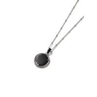 mens aaa silver look and black framed pendant necklace black