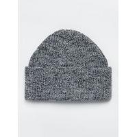 Mens Grey Charcoal Mini Ribbed Roll Beanie, Grey