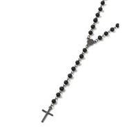 Mens Black Bead Rosary Necklace*, Black
