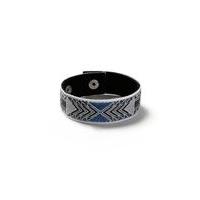 Mens Blue Patterned Popper Bracelet*, Blue