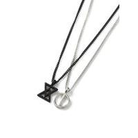 Mens Black And Silver Look Multirow Symbol Necklace*, SILVER