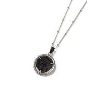 Mens Silver Look and Black Wax Coin Necklace*, SILVER