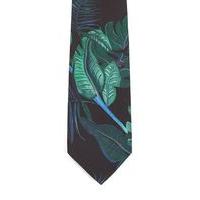 Mens Black Tropical Print Liberty Fabric Tie, Black