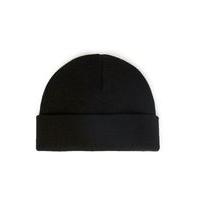 mens black flat knitted beanie hat black