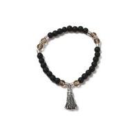 Mens Black Beaded Tassel Stretch Bracelet*, Black