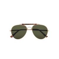 Mens Metallic Gold Tortiseshell Aviator Sunglasses, Metallic