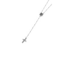 Mens Silver Rosary Necklace, SILVER